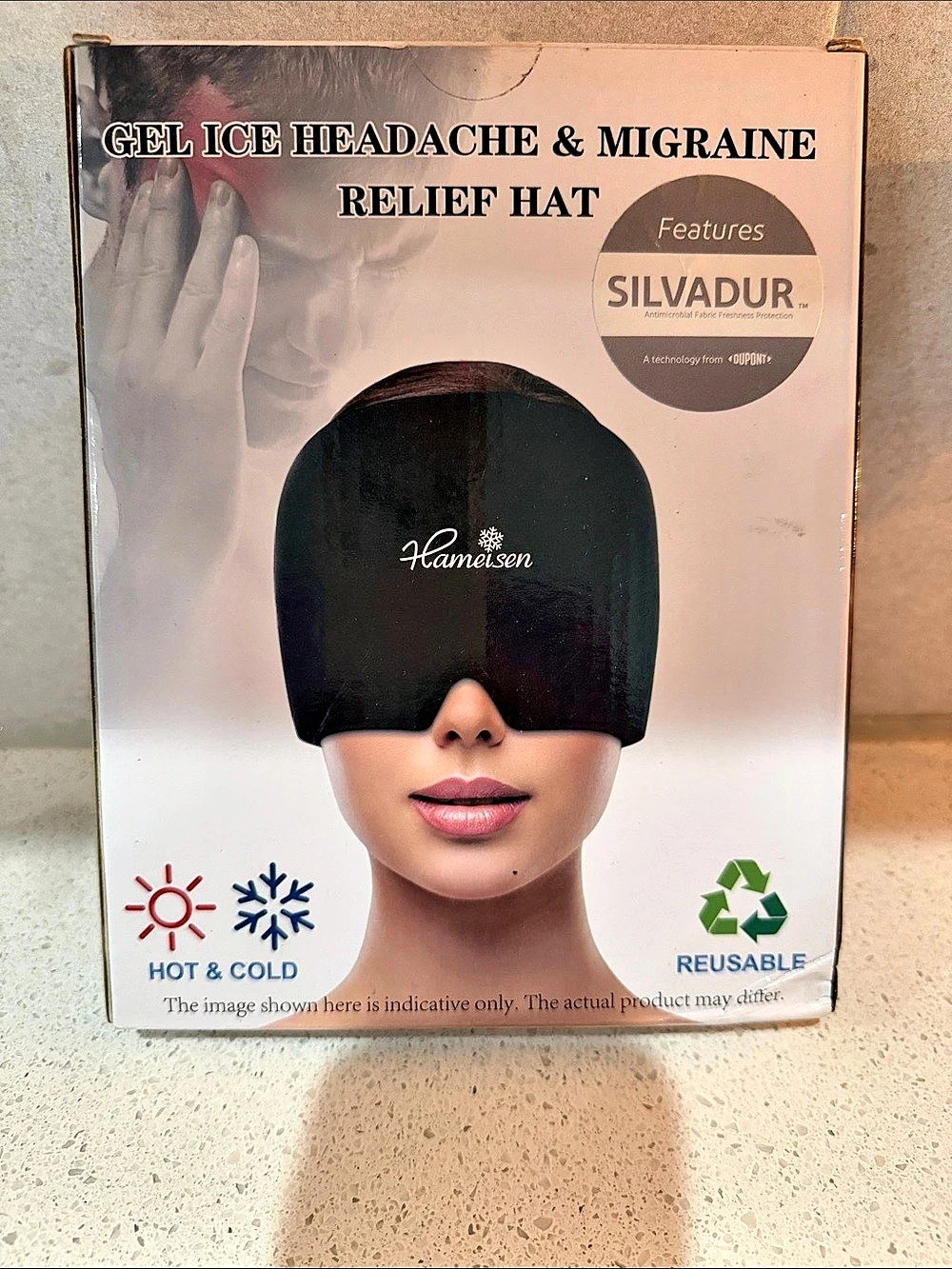 Harmison Gel Ice Headache & Migraine Relief Hat Black NWT